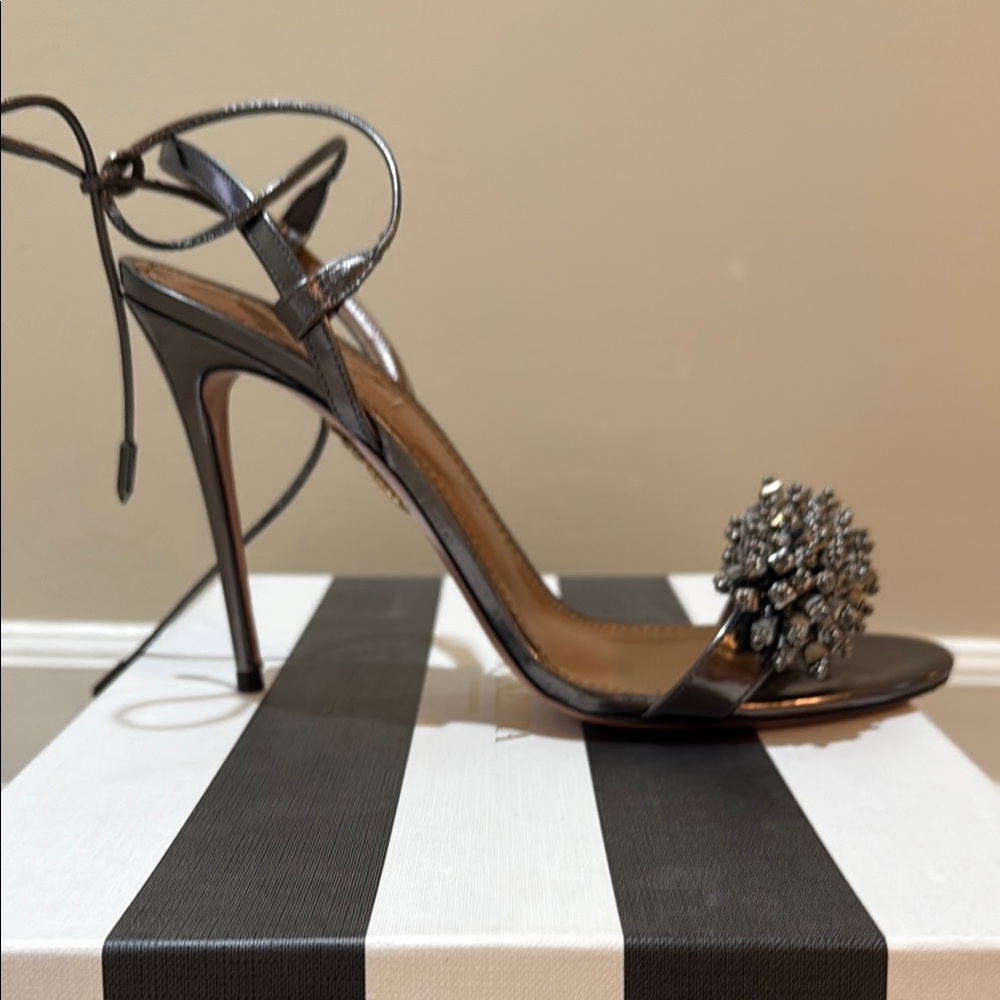 Aquazzura Black Heels with Metallic Ornament